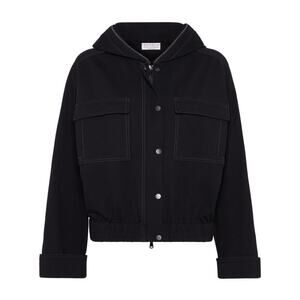 Brunello Cucinelli Black Contrast Hooded Jacket Sz SM.